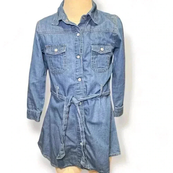 Japna Kids- Button Down Denim Dress w belt Mini Dress- Girls 6X - Picture 1 of 4